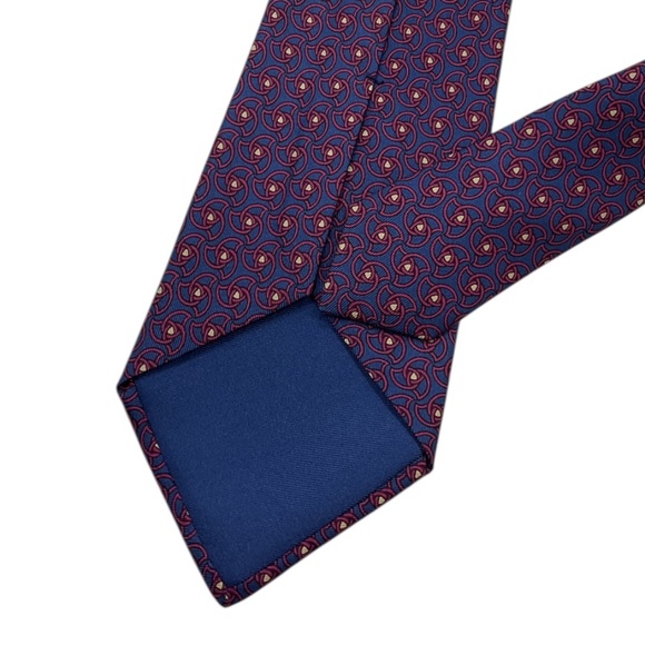 HERMÈS 7351 PA Blue/Burgundy Geometric Silk LUXURY Tie FRANCE - Picture 5 of 5